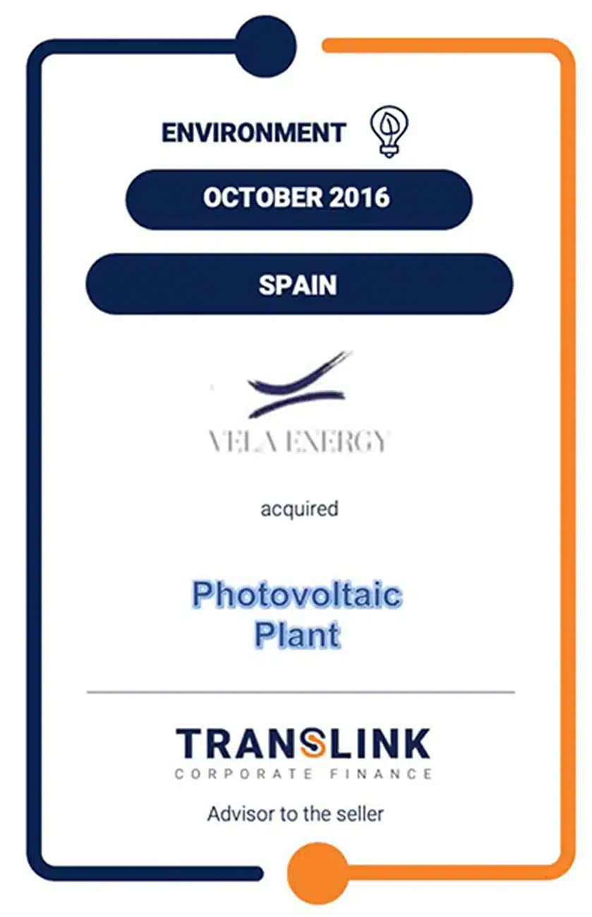 Vela Energy acquired Photovoltaic Plant B