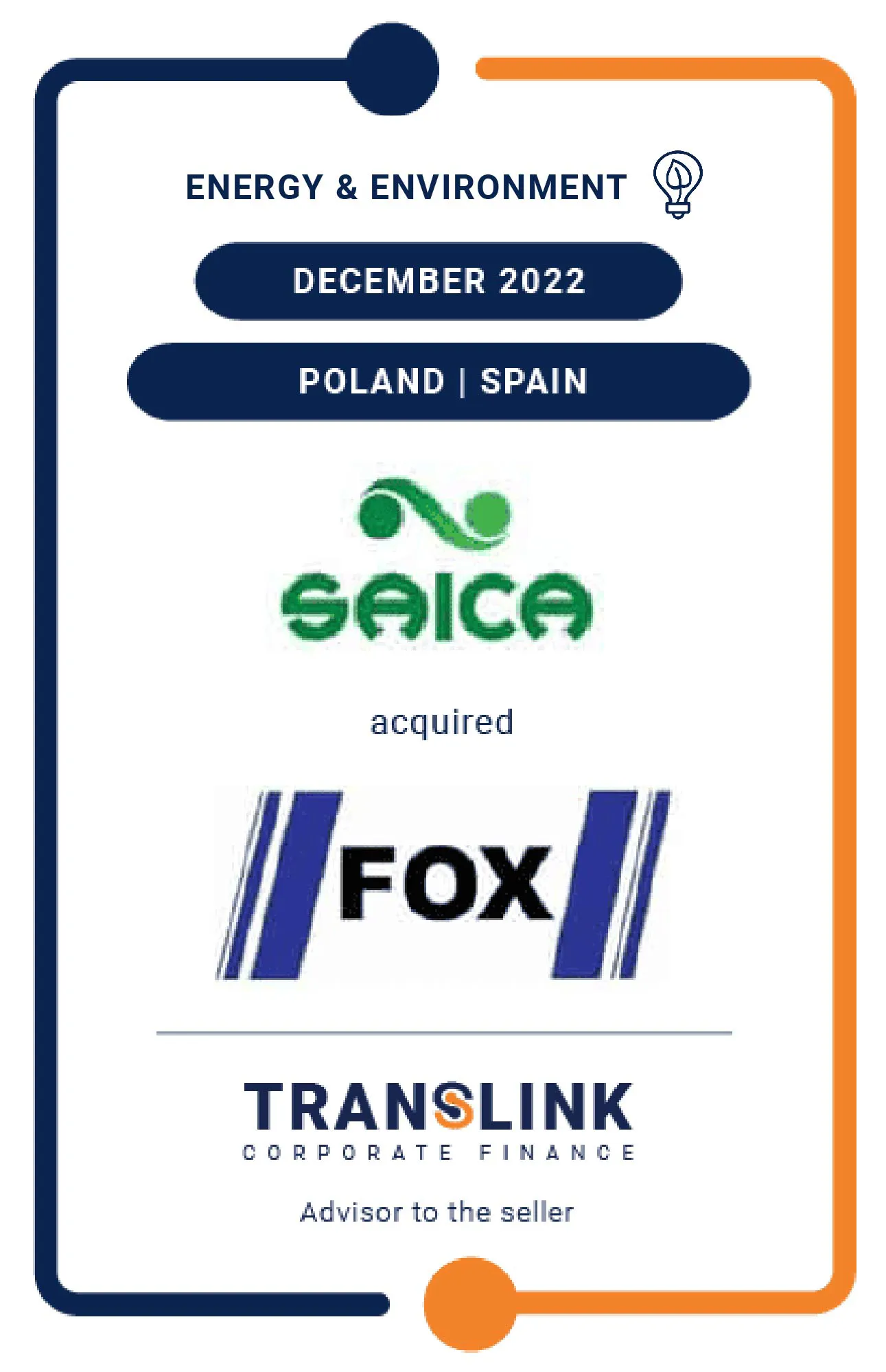 Translink Advised Fox Recykling On The 76% Sale To Saica Group