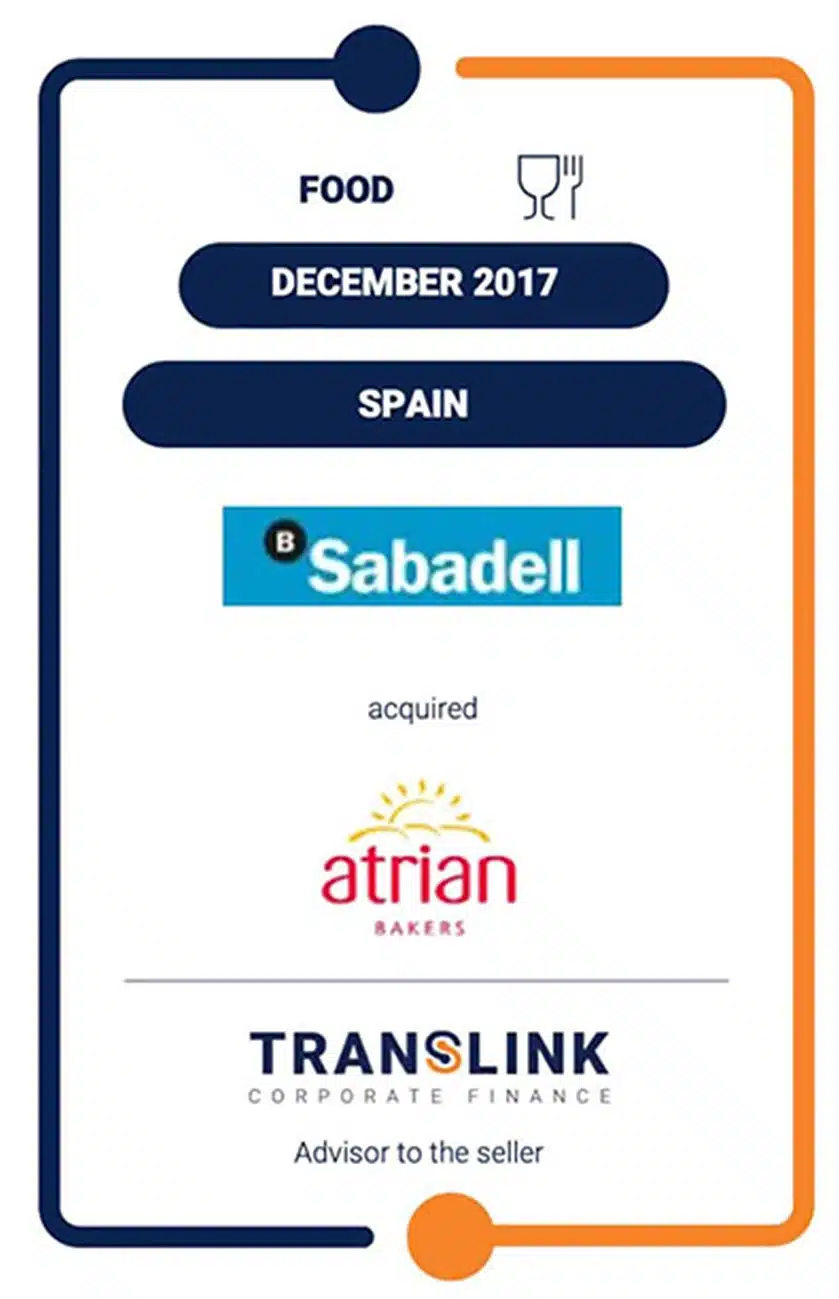 Banc Sabadell acquired a minority stake in Atrian Bakers
